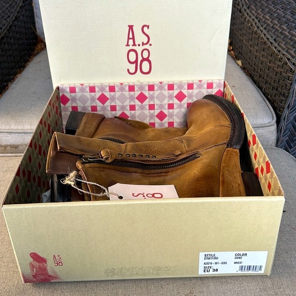 New with Box A.S.98 Stratford Leather Suede Boots in Wheat size 38/7.5 Sold Out - Picture 13 of 13